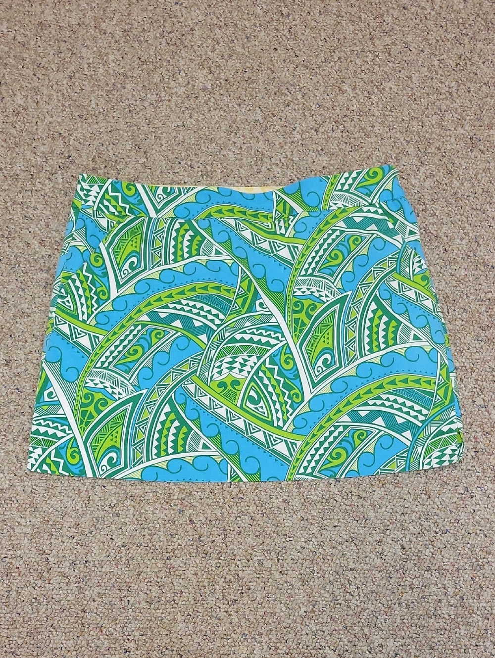 Loudmouth Ladies Aqua & Lime Printed Mini Skort sz 14 golf coastal grandma - Picture 1 of 5
